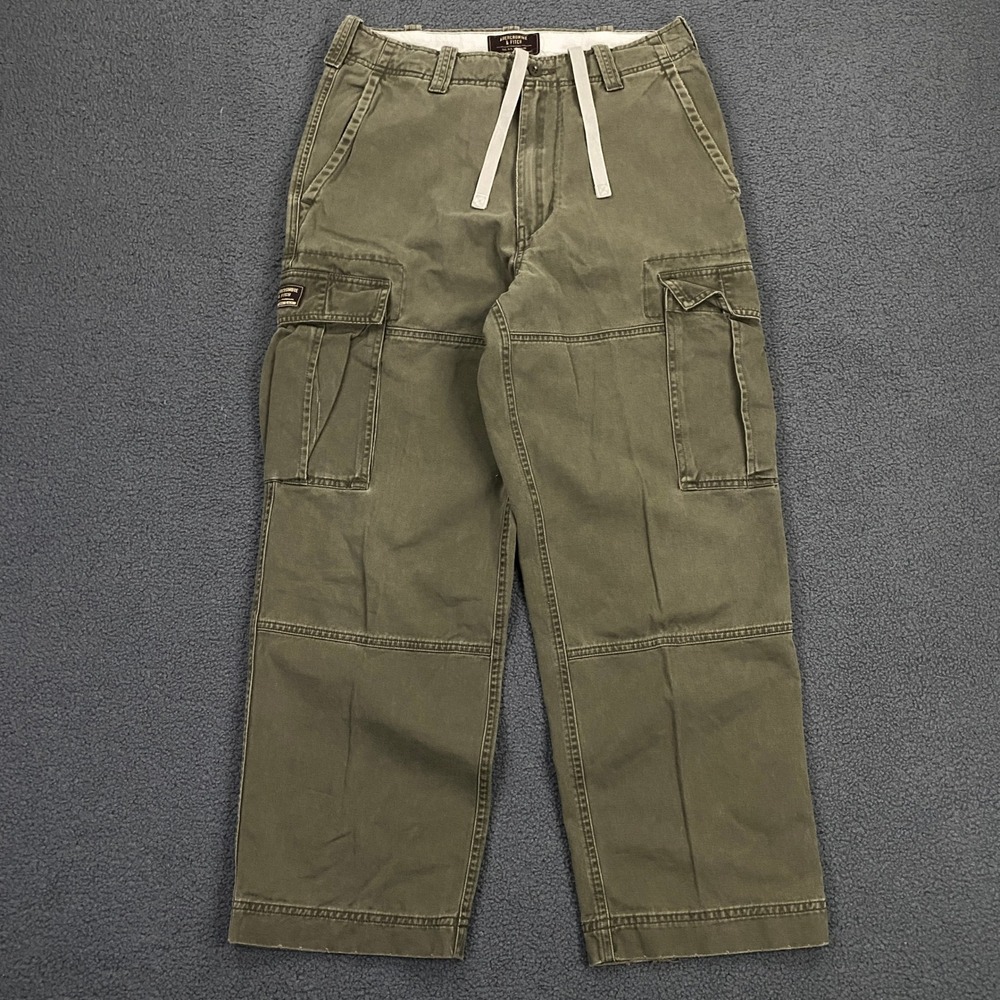 VTG Y2K Abercrombie Fitch Cargo Pants Mens 30x28 Green Paratroop Class 1 Trouser
